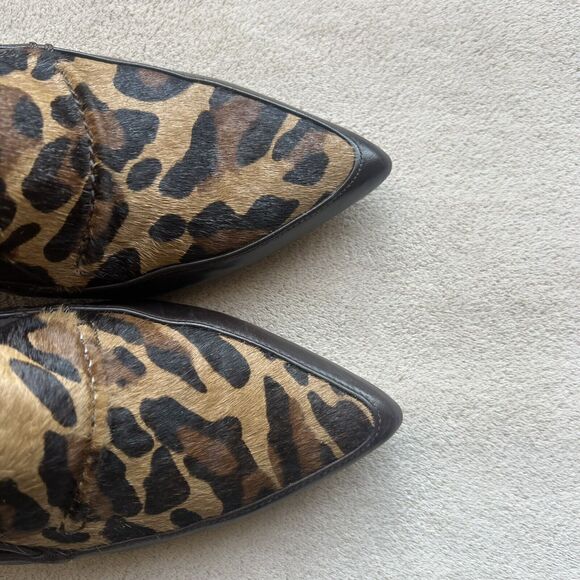 Donald Pliner Toro Brown Leather & Leopard Pony Fur Women’s 9 Heels Pointed Toe - Picture 10 of 16